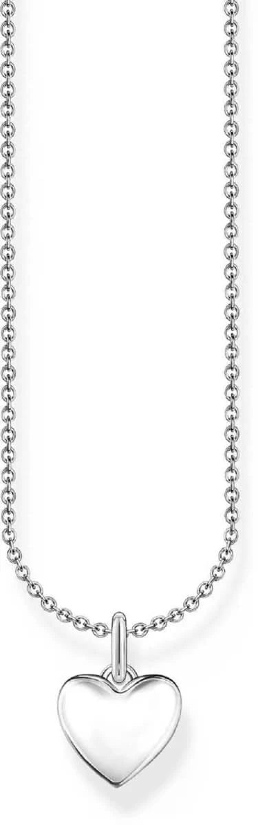 Collar de eslabones plateados con colgante de corazón