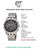 Infografía de reloj para hombre con foto del reloj e información sobre funciones y titanio