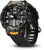 Reloj de pulsera para hombre con esfera negra, números grandes y detalles en naranja