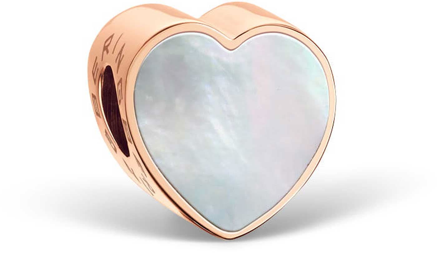 Colgante de joyería en forma de corazón de acero inoxidable con montura en tono oro rosa e incrustación de ópalo brillante.