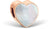 Colgante de joyería en forma de corazón de acero inoxidable con montura en tono oro rosa e incrustación de ópalo brillante.