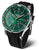 Reloj de hombre con esfera verde, bisel plateado y correa negra