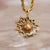 Colgante de sol para collar dorado con piedra marrón en montura de filigrana