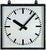 Reloj de pared cuadrado con marco negro, esfera blanca y manecillas negras