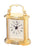 Reloj de mesa dorado con cristal, números romanos y marco de metal