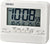 Despertador digital de plástico con pantalla LCD grande, botones e interruptores, indicador AM/alarma