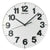 Reloj de pared Seiko con esfera blanca y manecillas negras, caja redonda de plástico