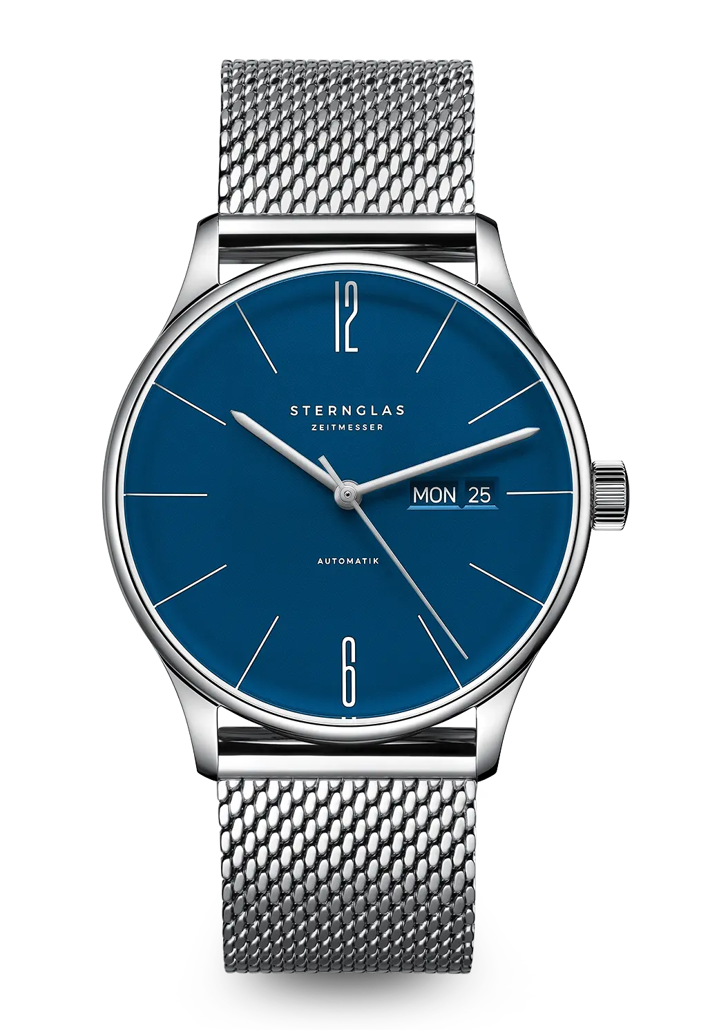 Sternglas Berlin Automatik Armbanduhr Mitternachtsblau • Bauhaus-Design • Automatikwerk