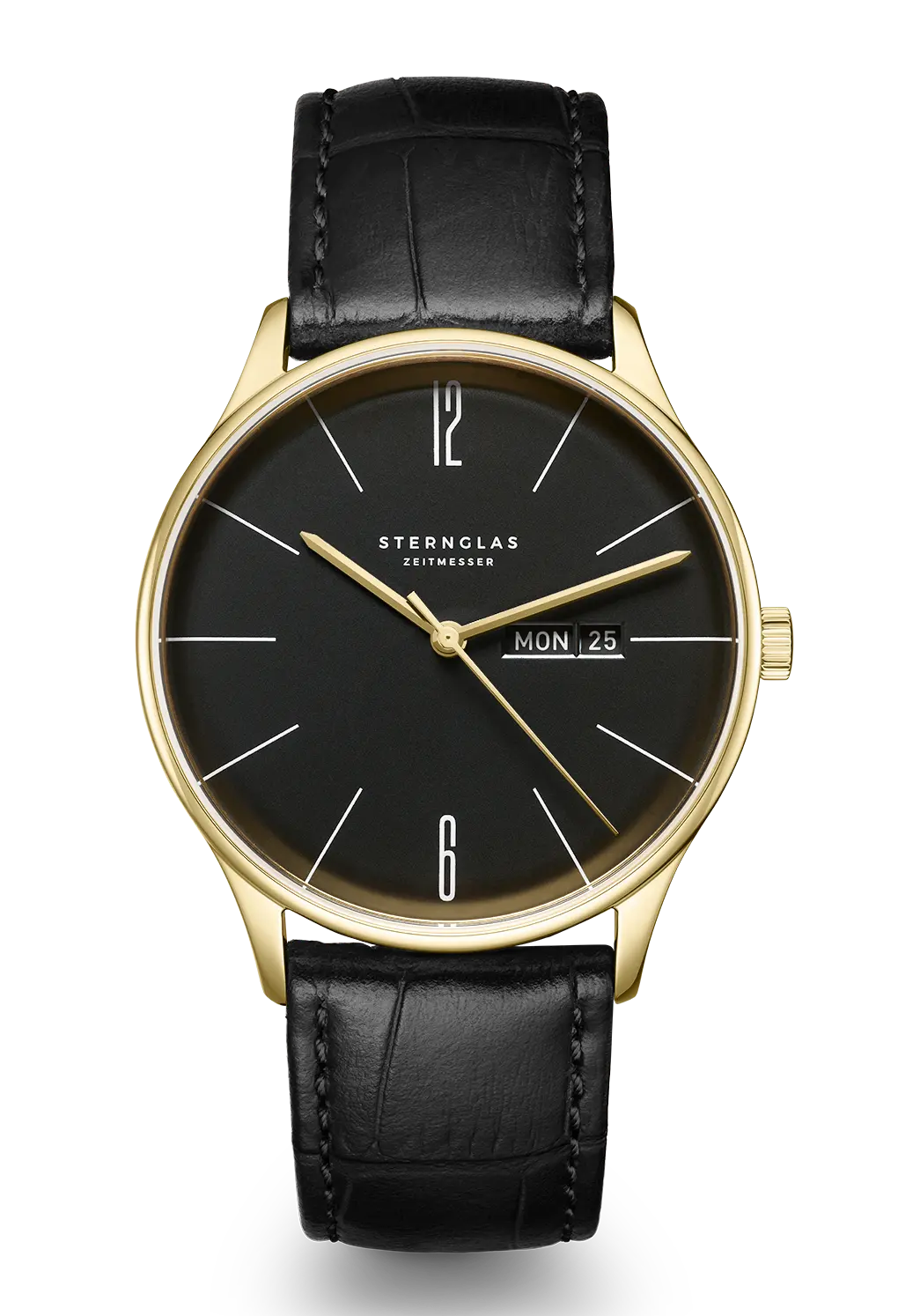 Sternglas Berlin S01-BE14-HE01 Damen Armbanduhr Gold • Geschwungenes Saphirglas • Bauhaus-Design