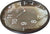 Reloj de pared redondo con veta de madera, borde oscuro, números del 1 al 12, manecillas rojas y blancas, JVD