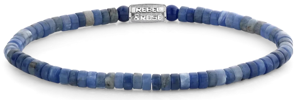 Pulsera con discos de piedras preciosas azules y cierre de acero inoxidable