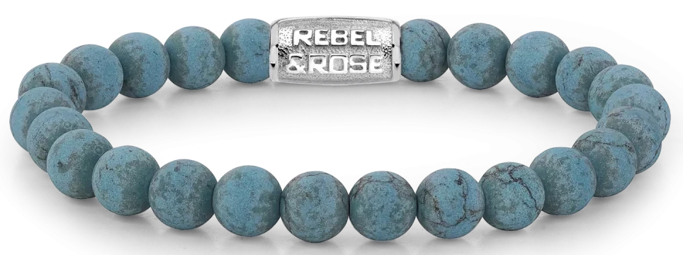 Pulsera con cuentas de turquenita turquesa y cierre de acero inoxidable