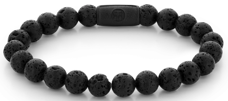 Pulsera con perlas negras y cierre de acero negro