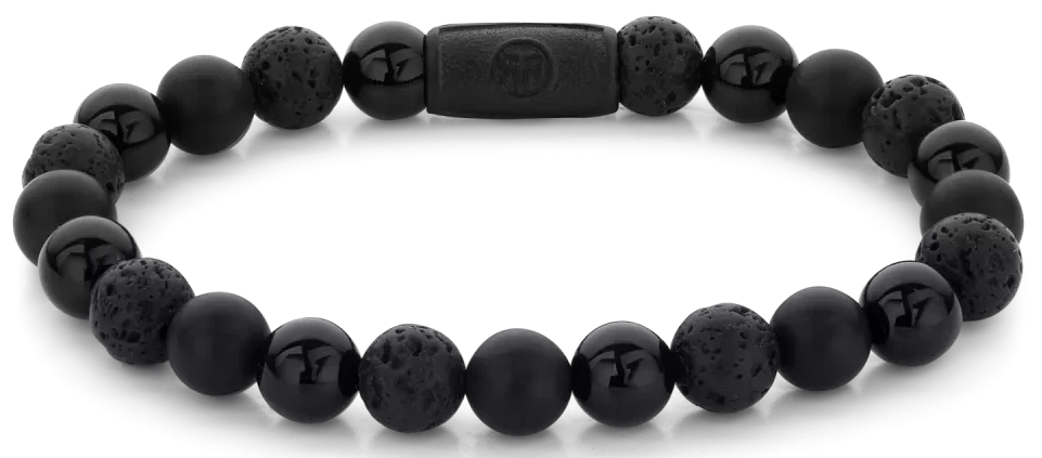 Pulsera con perlas negras y cierre magnético negro