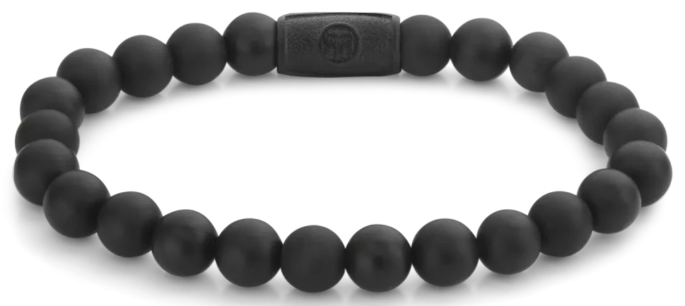 Pulsera con perlas negras y cierre de acero negro