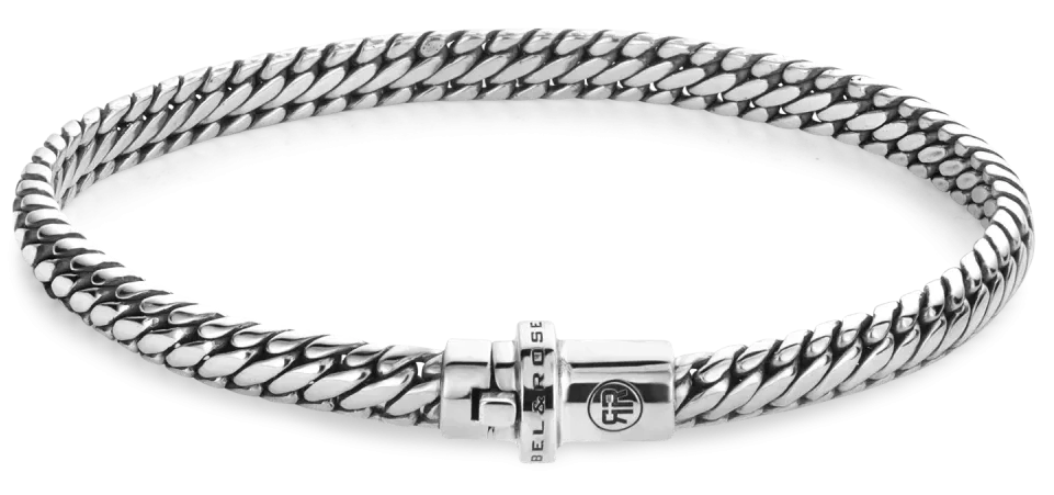 Pulsera de eslabones plateada, cierre rectangular con BEL&RO