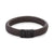Pulsera de cuero trenzado, marrón oscuro, con cierre de acero inoxidable negro y grabado