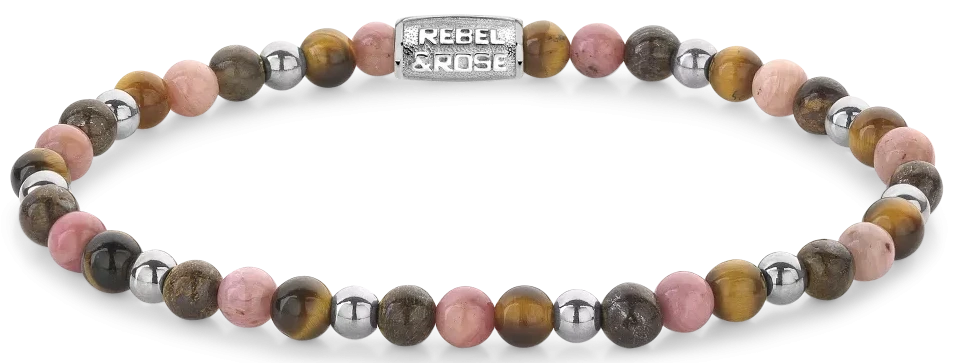 Pulsera con cuentas de piedra (aprox. 4 mm) y cierre de acero inoxidable