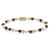 Pulsera de perlas con piedras negras facetadas, perlas beige y espaciadores dorados