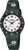 Reloj infantil con correa de silicona negra y diseño de fútbol, esfera redonda, visualización analógica.