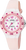 Reloj Lorus para niños con correa de plástico rosa claro y esfera redonda, números rosas