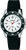 Lorus Reloj para mujer con correa de silicona negra, esfera redonda y segundero rojo