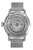 Parte trasera del reloj para hombre con movimiento visible y correa de malla plateada
