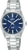 Reloj solar para mujer con esfera azul y pulsera de metal plateado