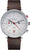 Reloj de hombre: esfera blanca, correa de cuero marrón, manecillas de cronógrafo rojas, cronógrafo