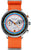 Reloj cronógrafo para hombre con correa textil naranja y esfera con borde azul y rojo