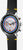Reloj de hombre, correa de cuero negra, caja redonda plateada y esfera de cronógrafo multicolor