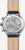 Reloj de hombre con correa de cuero beige y tapa trasera plateada grabada