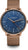 Reloj de hombre con esfera azul, bisel en oro rosa y correa de malla metálica