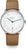 Reloj Sternglas para hombre con esfera blanca, manecillas azules y correa de cuero marrón