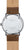 Fondo de reloj para hombre con correa de cuero marrón, fondo plateado redondo con grabado