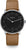 Reloj de pulsera para hombre STERNGLAS con esfera redonda negra, correa de cuero y manecillas