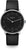Reloj de hombre con esfera negra, correa de cuero negra y cristal de zafiro