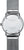 Reverso de un reloj de pulsera para hombre con correa de malla metálica y tapa trasera grabada