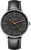 Reloj de pulsera para hombre con esfera negra, correa de cuero, indicador de fecha