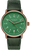 Reloj de hombre con esfera verde y correa de cuero verde, bisel en tono oro rosa.