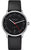 Reloj automático unisex con correa de cuero negra y esfera negra, manecillas rojas