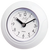 Reloj de pared redondo con carcasa de plástico blanco, esfera y manecillas negras, JVD
