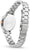 Vista trasera del reloj Casio SHEEN para mujer: pulsera de acero inoxidable plateado, tapa trasera grabada