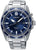 Reloj de pulsera Seiko para hombre: correa de acero inoxidable plateada, esfera azul, fecha a las 2