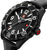 Reloj de hombre, vista lateral, correa negra y esfera mate con marcadores luminosos