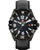 Reloj de hombre con correa de cuero negra, esfera negra e índices luminosos, ventana de fecha
