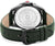 Reloj de hombre con fondo de caja plateado y correa de cuero verde (vista posterior)