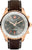 Reloj de hombre con correa de cuero marrón, esfera gris oscuro e indicadores de cronógrafo