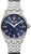 Reloj de hombre con esfera azul oscuro, manecillas y ventana de fecha a las 3, brazalete de acero inoxidable