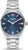 Pulsera de hombre con esfera azul y brazalete de acero inoxidable plateado, analógica, con corona